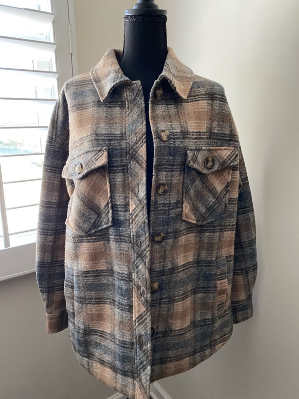 Bécool Plaid Jacket - Beige, Gray, Black